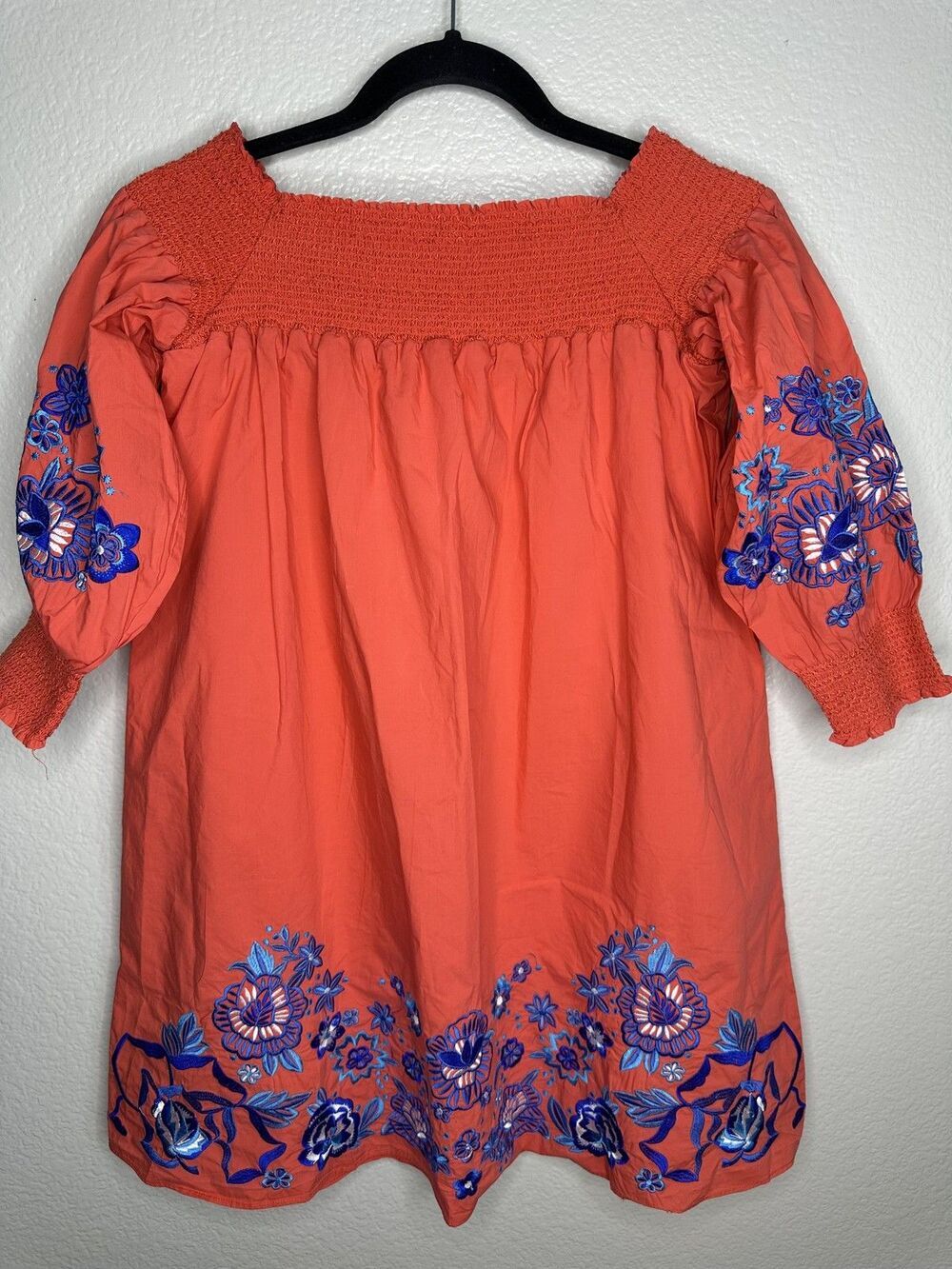 Parker Dress Womens Medium Embroidered Boho Floral Peasant Festival Summer